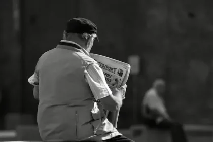 a man reading newpaper