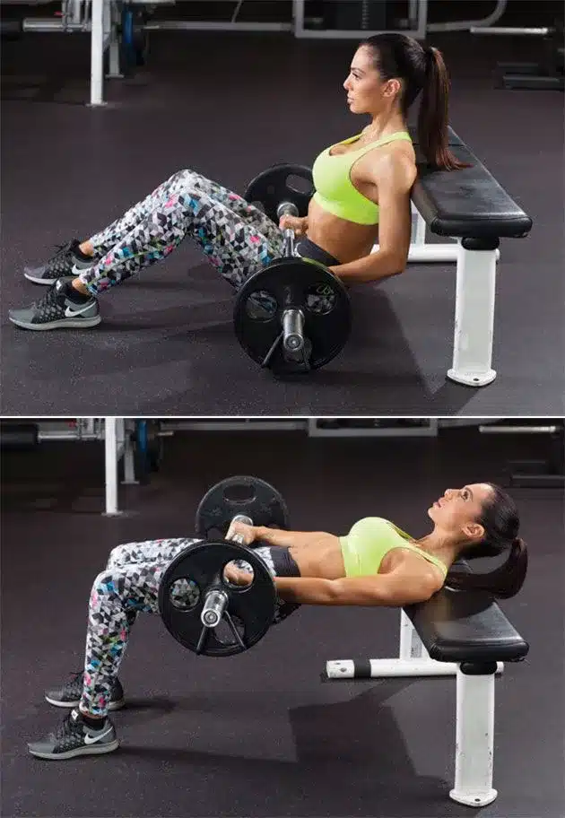 A women doing hip Thrust exercise at gym