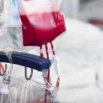 A blood bottle is hanging thalassemia