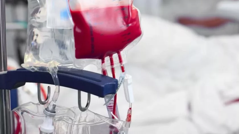 A blood bottle is hanging thalassemia