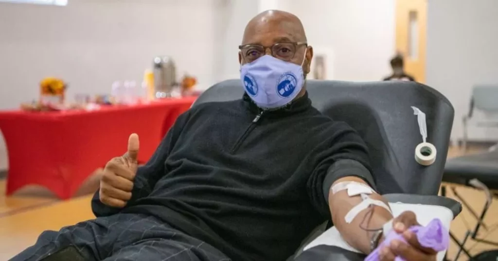 A man donating blood