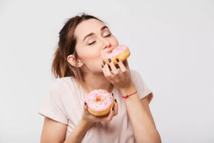 A girl eating food